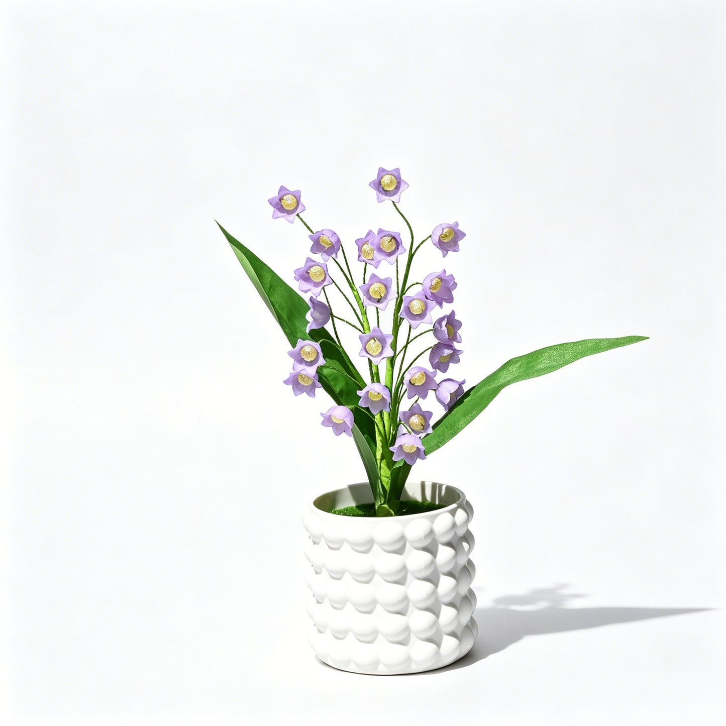Handmade Purple Lily of the Valley Artificial Flower Arrangement in Bubble Ceramic Pot L26