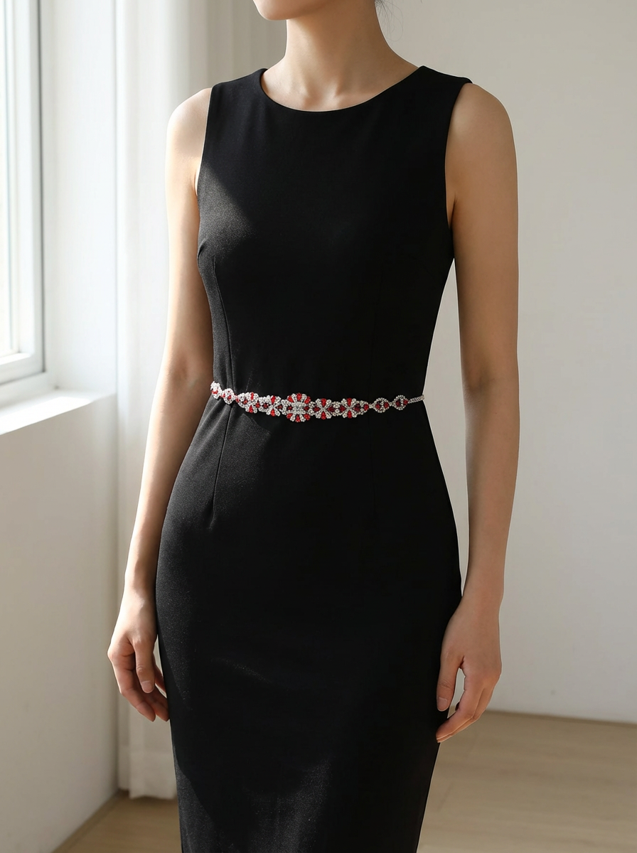 Red Rhinestone Bridal Dress Belt for Wedding - Bridella BS165R