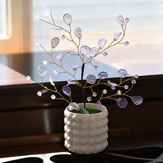 Handmade Crystal Ginkgo Leaf Tree, Artificial Flower Arrangement L49