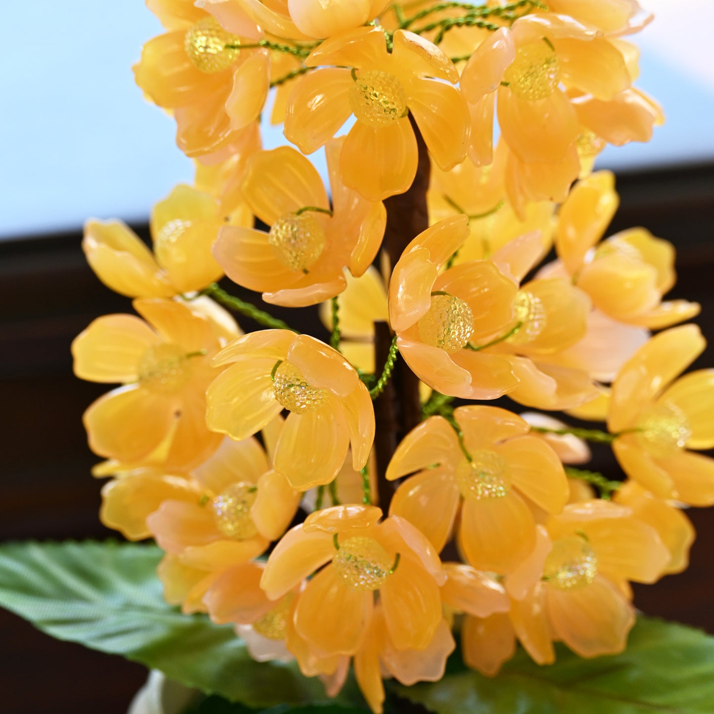 Handmade Yellow Hydrangea Flower Picks, Potted Faux Floral Arrangement L20