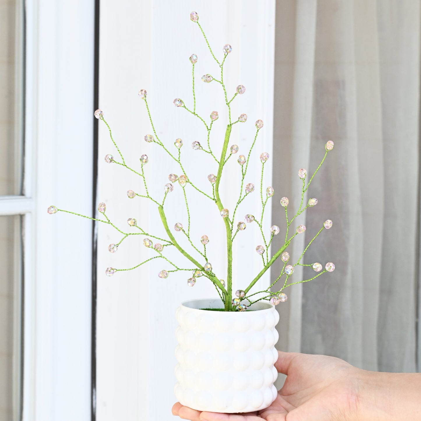 Handmade Crystal Bead Tree, Artificial Flower Arrangement L60