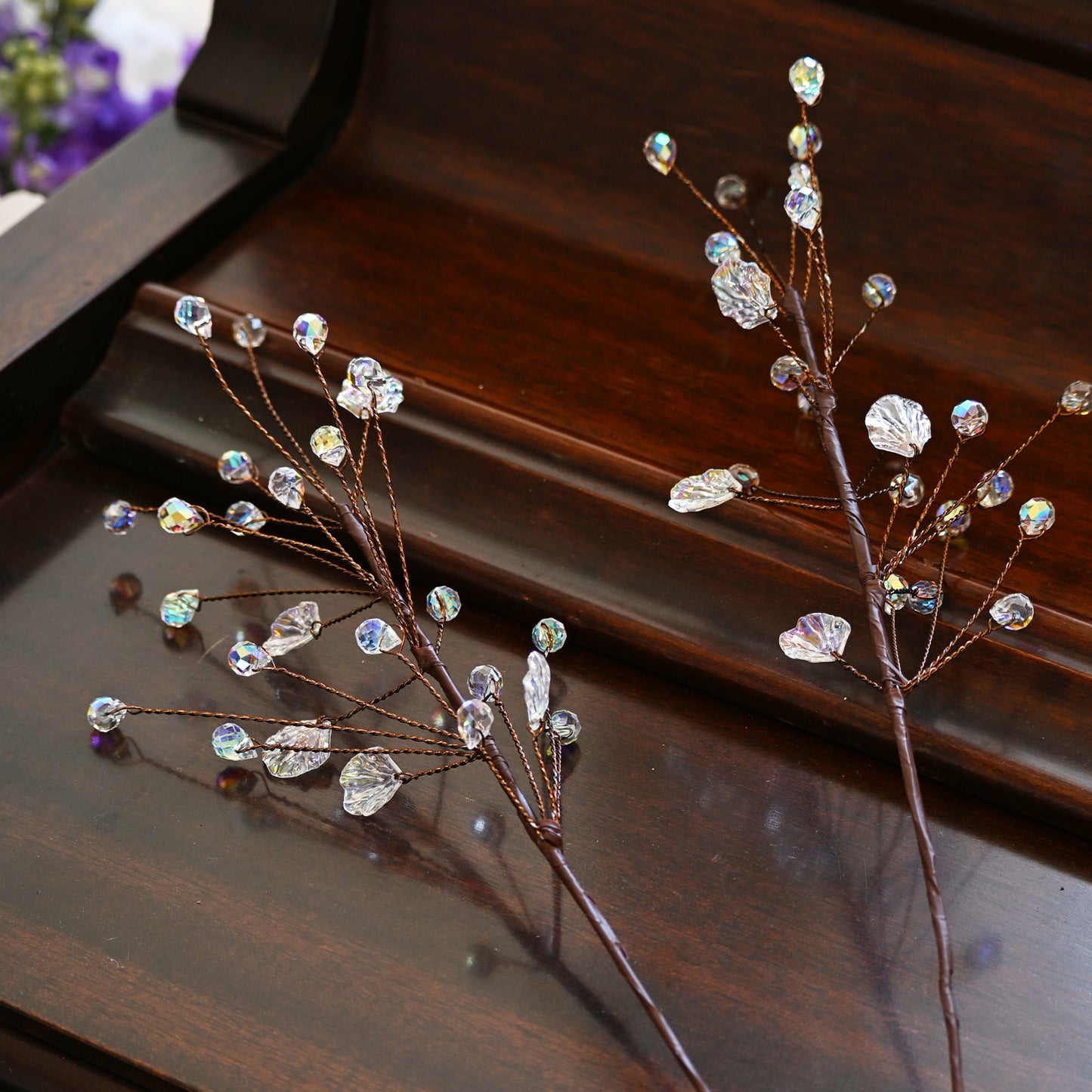 Handmade Clear & Iridescent Twig Branch Picks K188