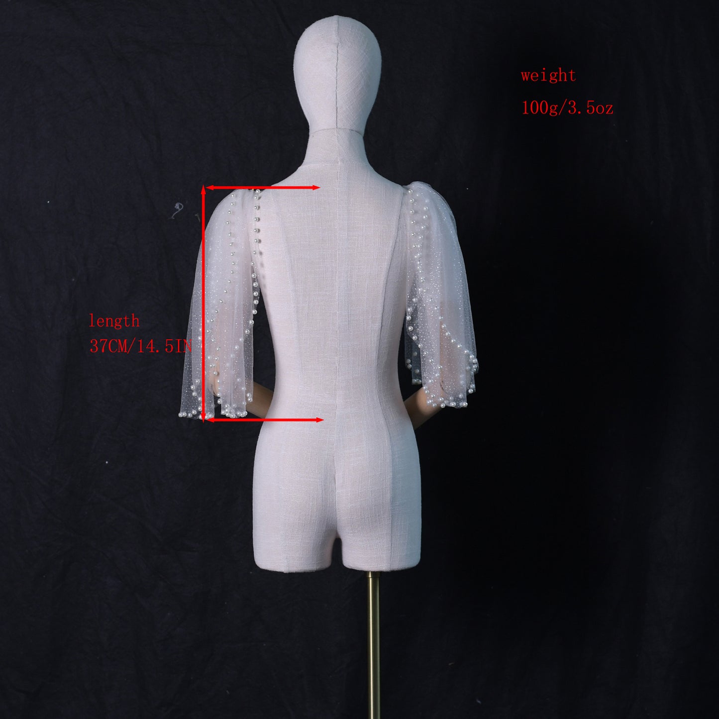 Ivory Starlight Mesh Bridal Shawl Sleeves Wedding Wrap BVG40A-XI Bridella