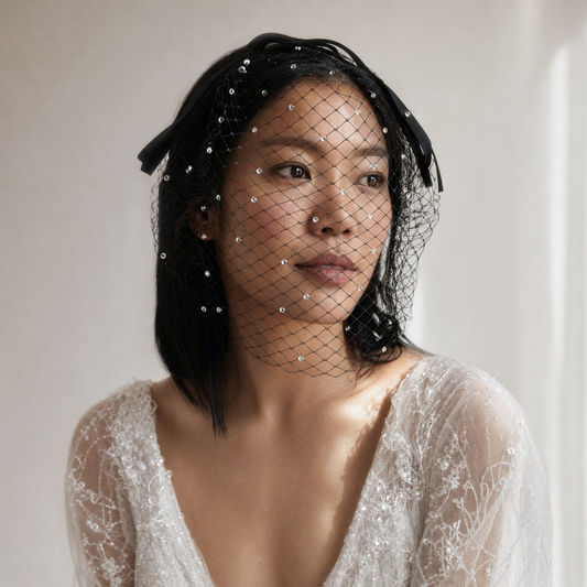 Rhinestone Birdcage Bridal Veil Wedding Headband Veil - Bridella BMA21-B