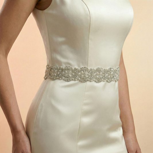 Beige Rhinestone Accessory - Bridella BS04B