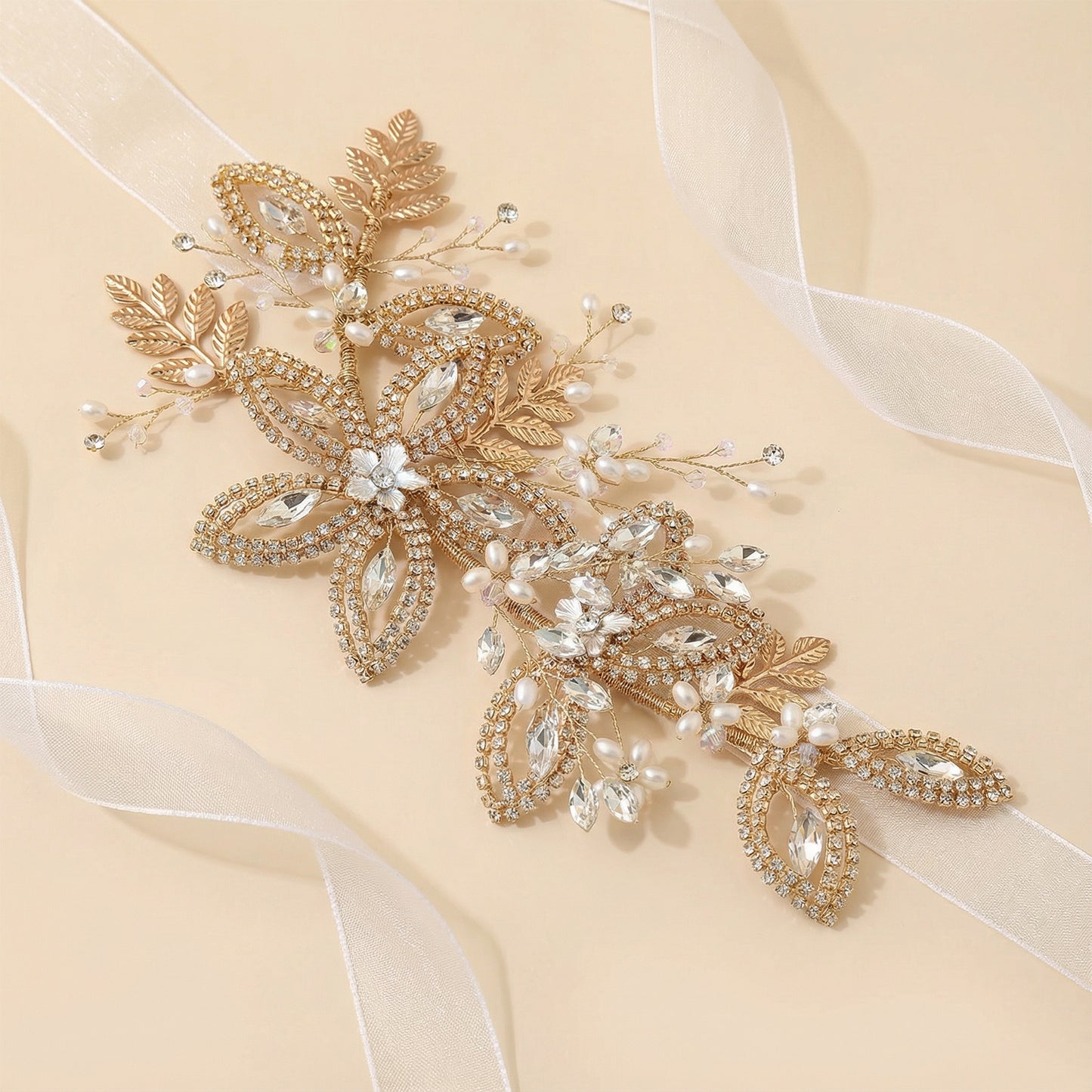 Bridella BHP305-G Gold Rhinestone Crown