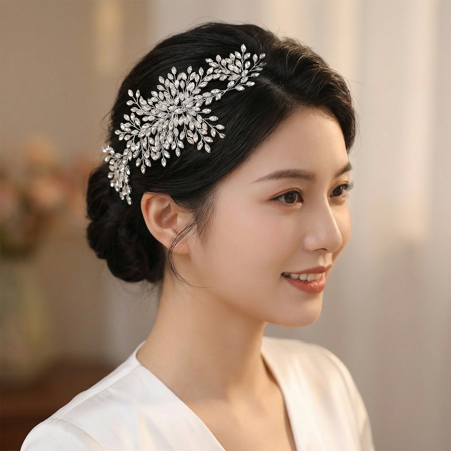 Crystal Bridal Hair Vine Wedding Headpiece Rhinestone Bride Side Hair Accessory Elegant Wedding Hairpiece