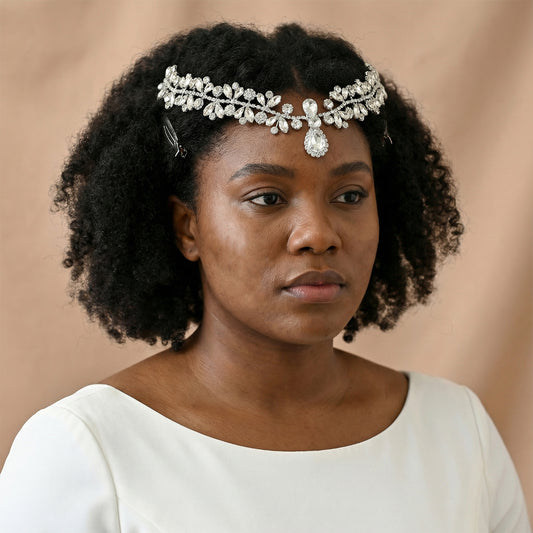 Silver Rhinestone Bridal Headband Wedding - Bridella BHP470-S