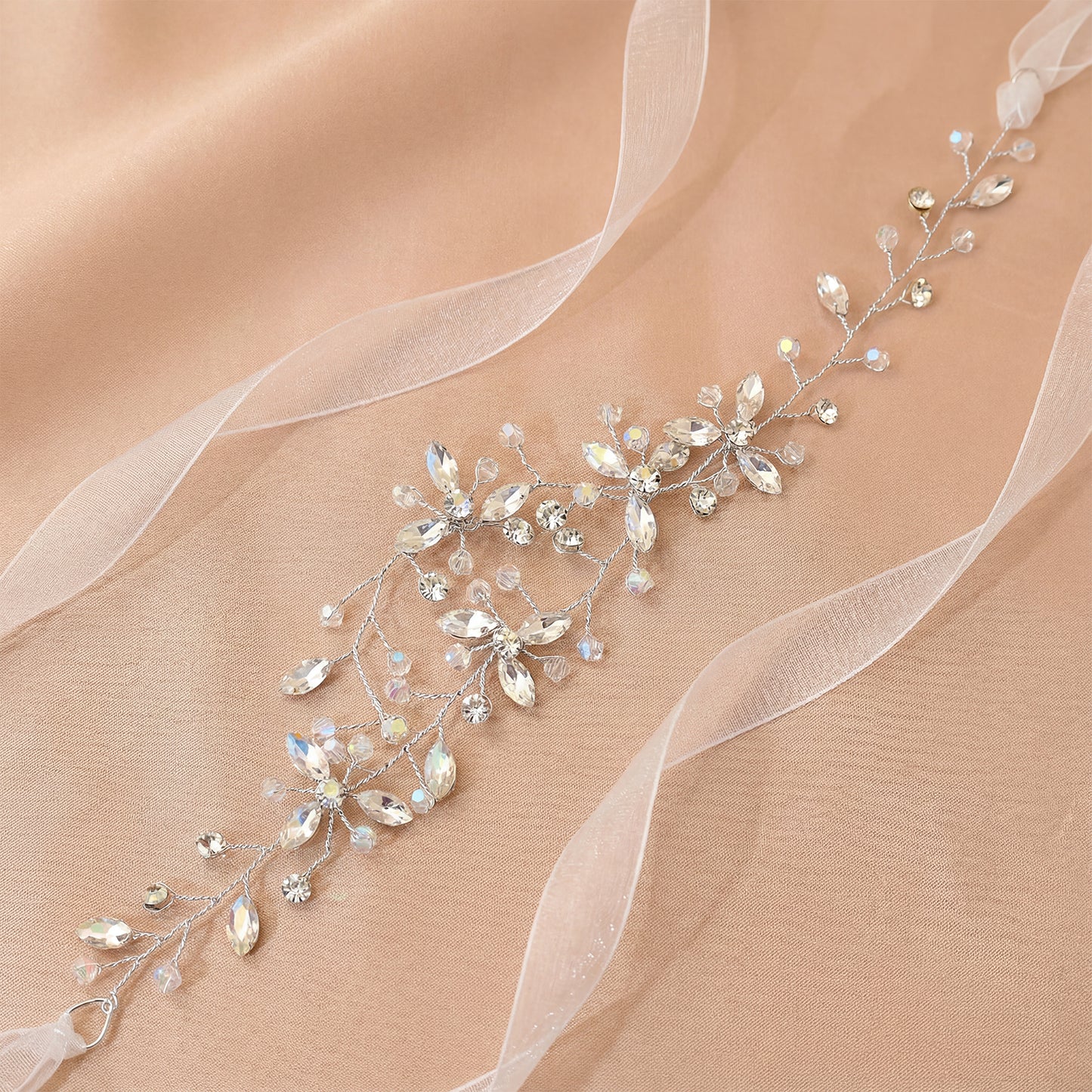 Bridella BHP142 Silver Rhinestone & Crystal Headband