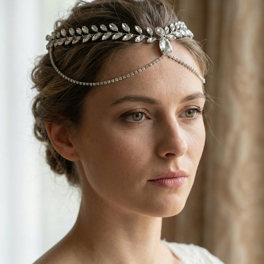 Silver Rhinestone Bridal Tiara Wedding Headpiece - Bridella BHP524-S