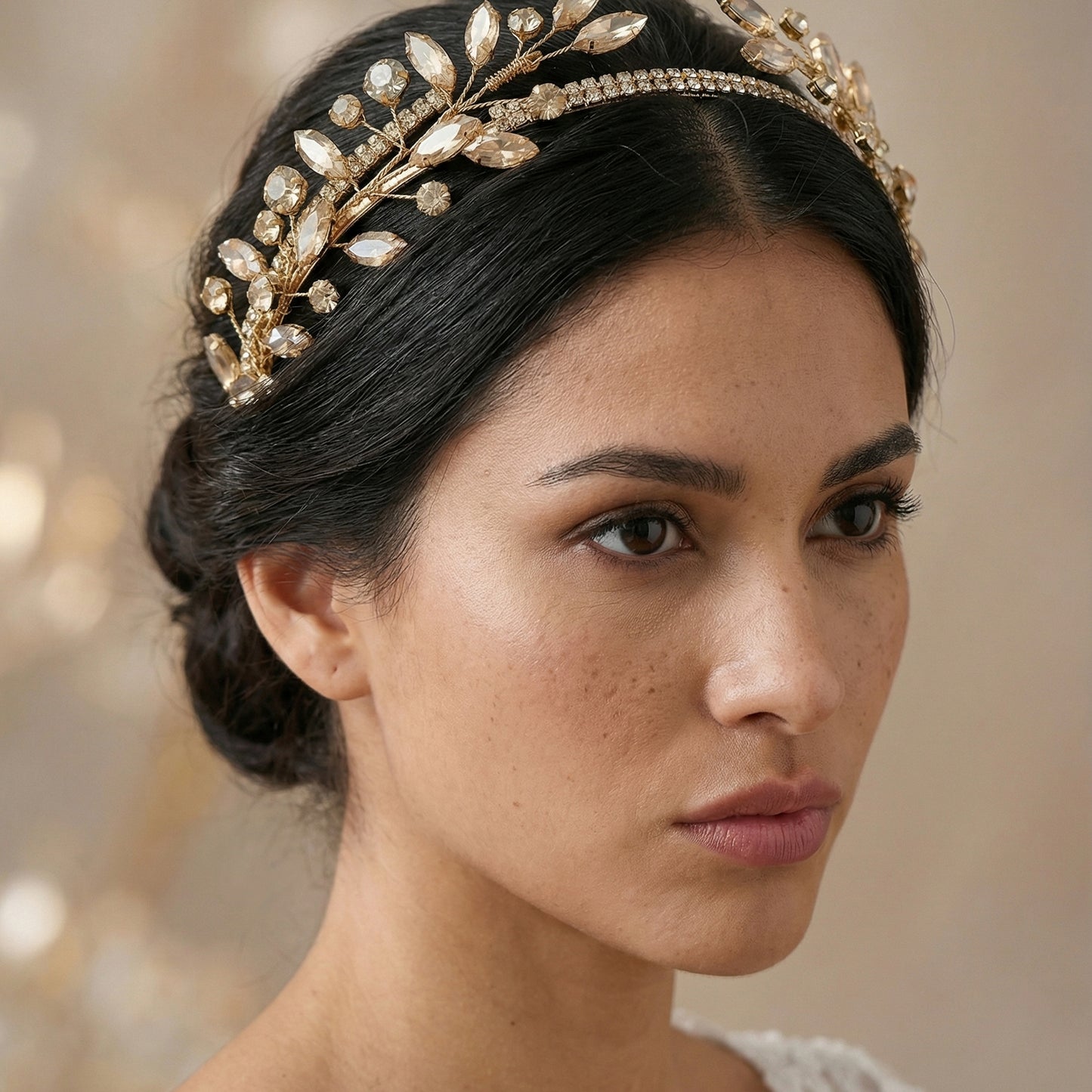 Bridella BHP531-G Gold Rhinestone Headband