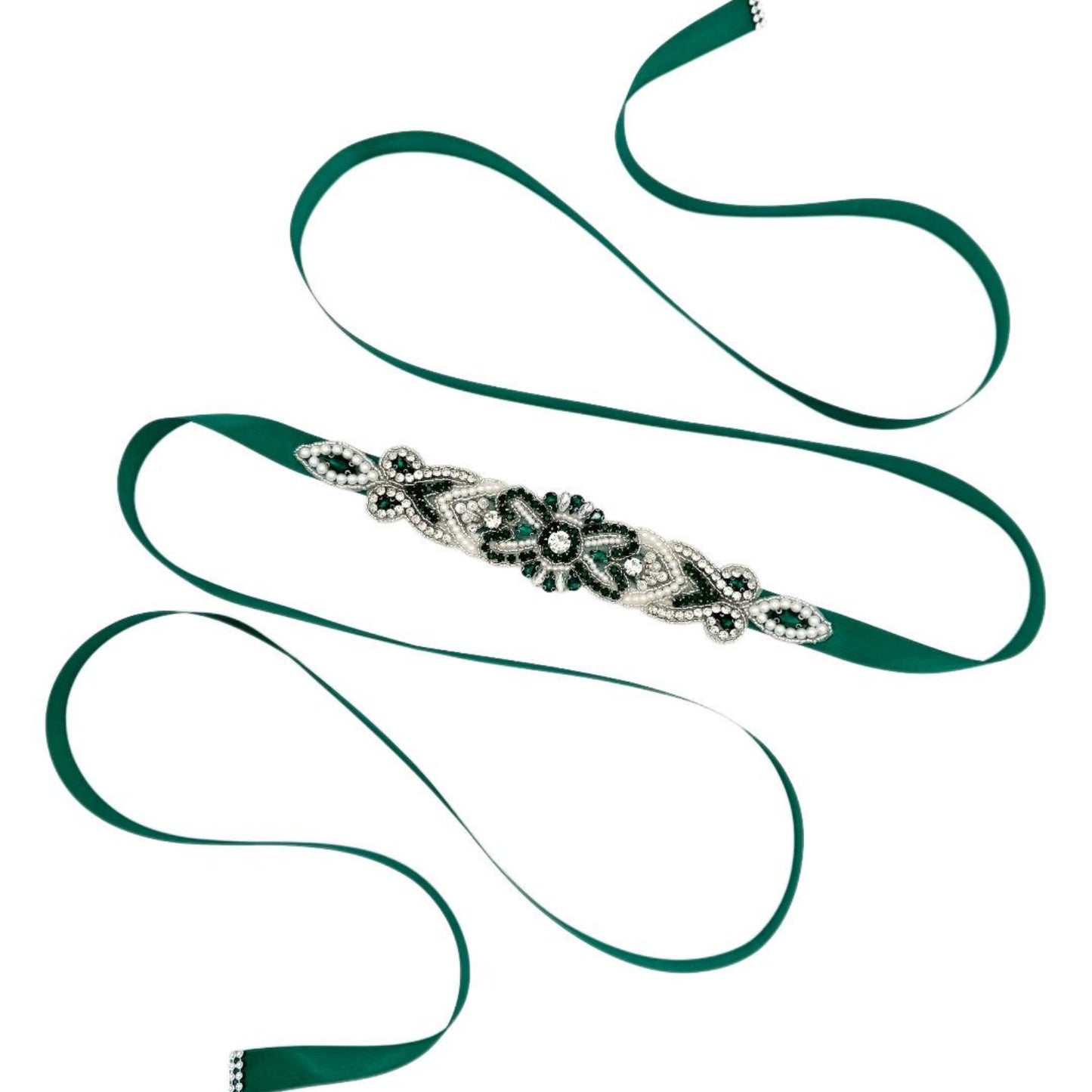 BS208KL emerald rhinestone pearl belt