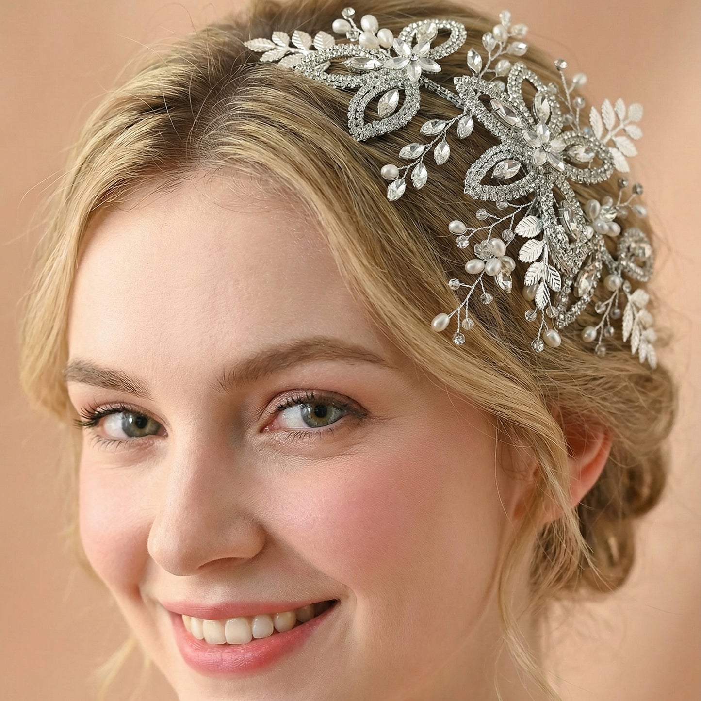 Bridella BHP305-S Silver Rhinestone Crown