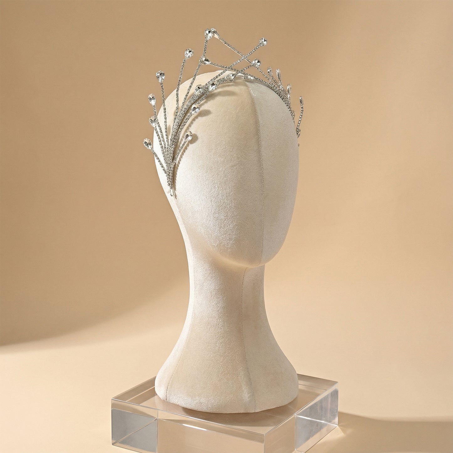 Silver Rhinestone Bridal Crown Tiara Wedding - Bridella BHP497-S