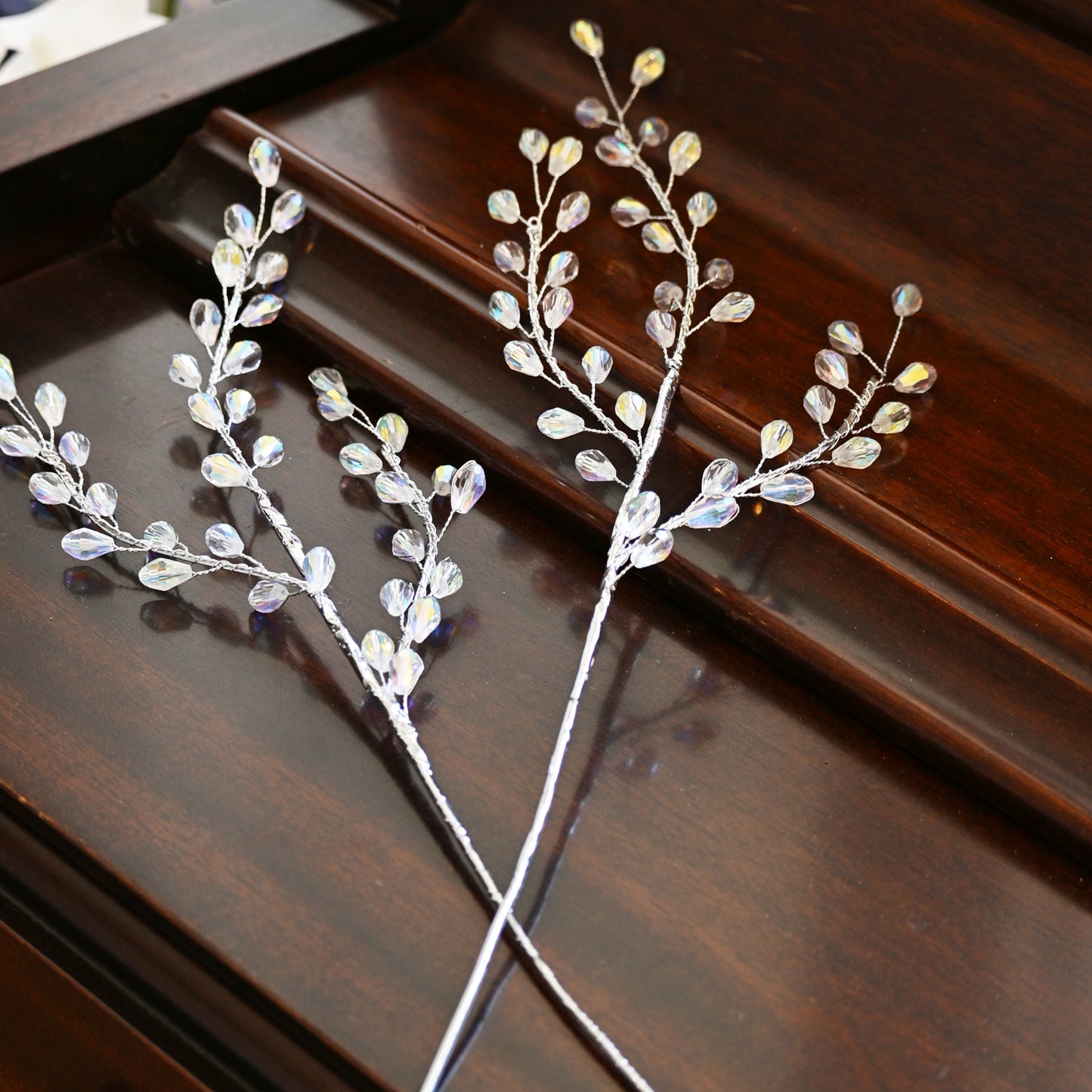Handmade Clear Crystal Teardrop Branch Picks K187