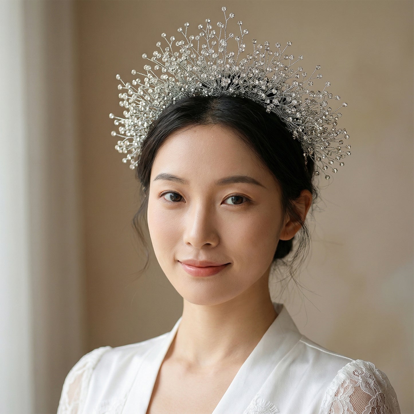 Bridella BHP193-S Sliver Rhinestone Crown