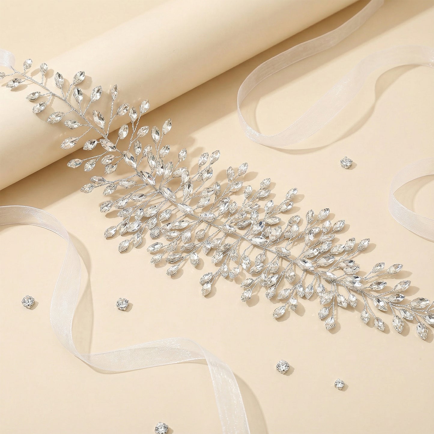 Bridella BHP237-S Sliver Rhinestone Headband