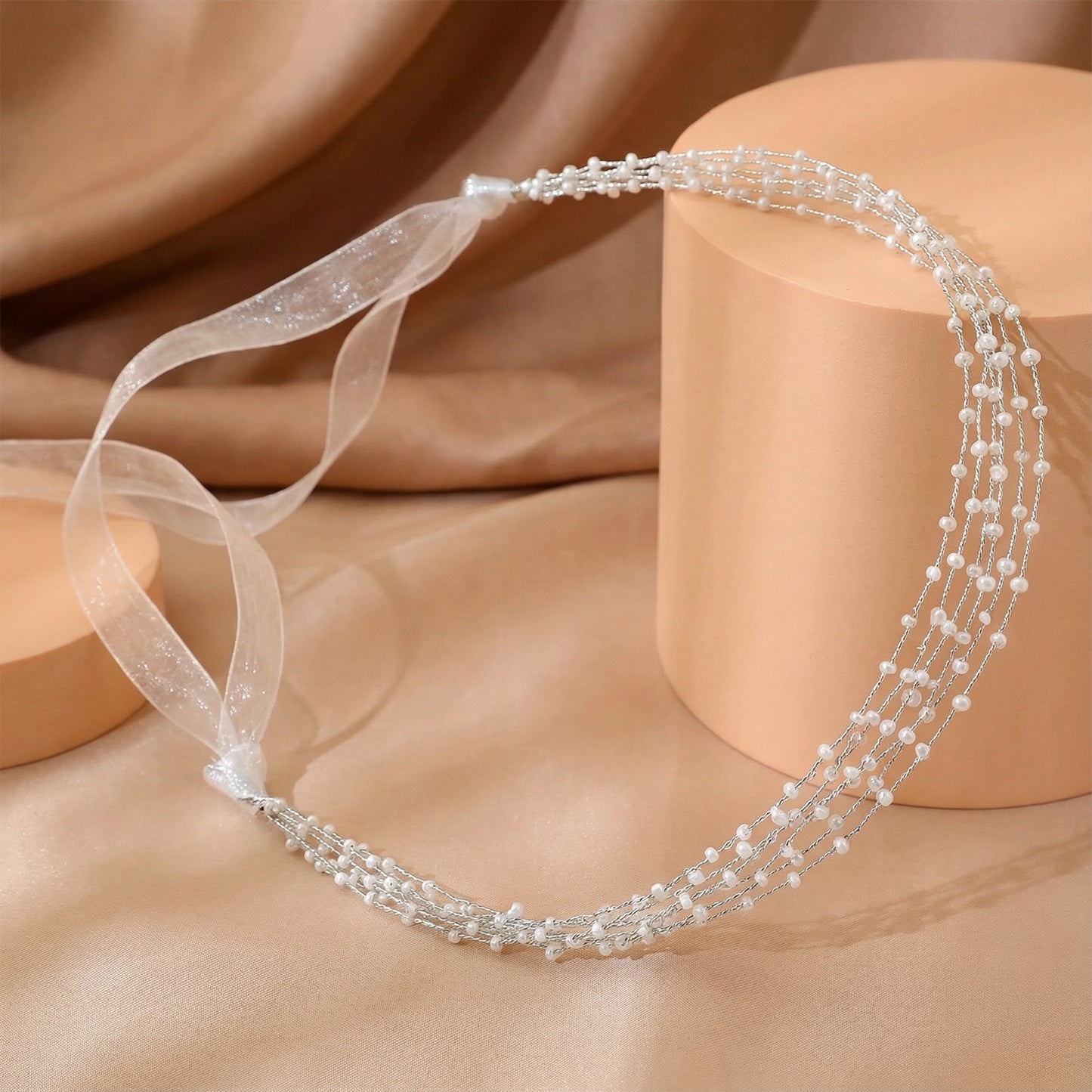 Bridella BHP28-S Silver Bead Headband