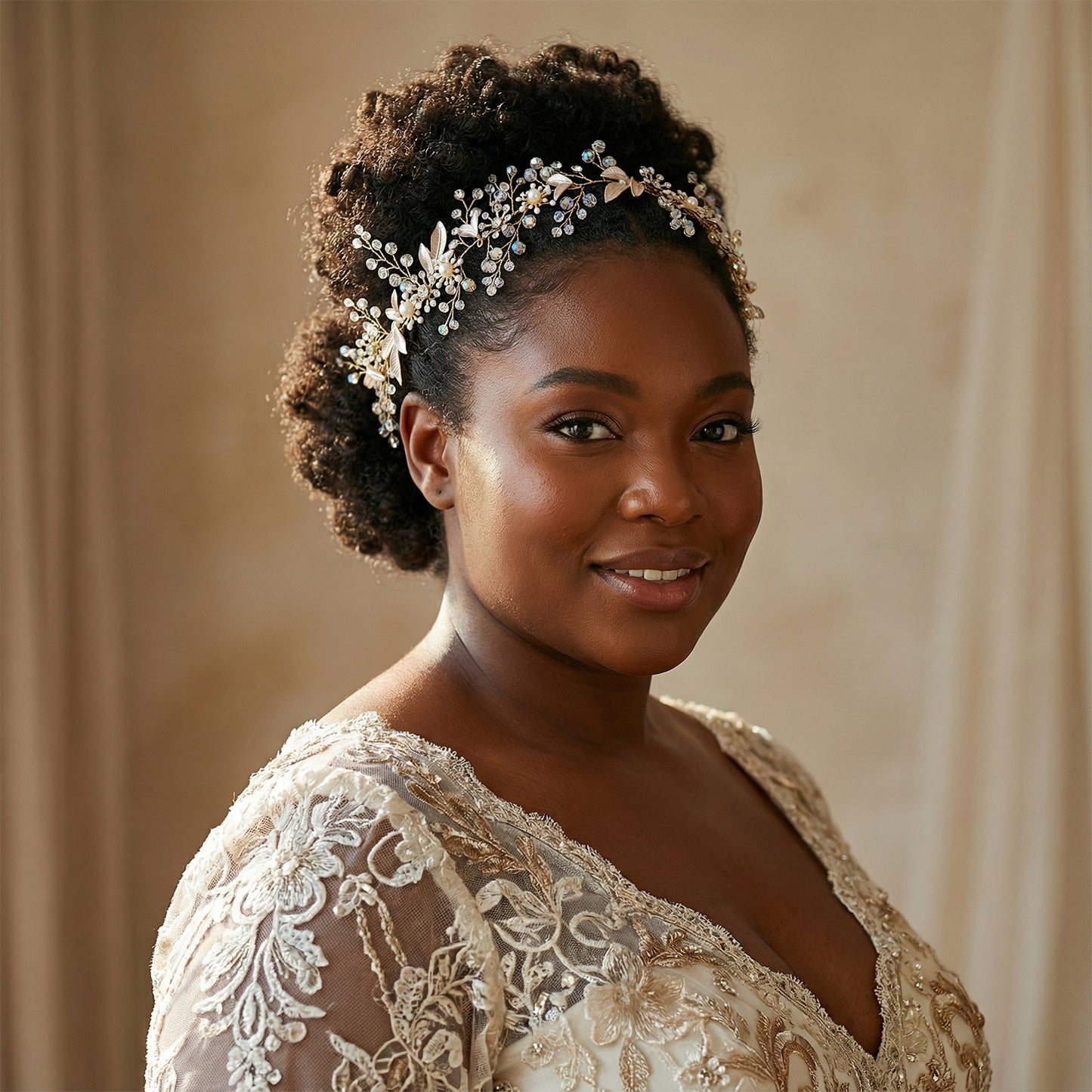 Bridella BHP294-headband Gold Rhinestone Headband