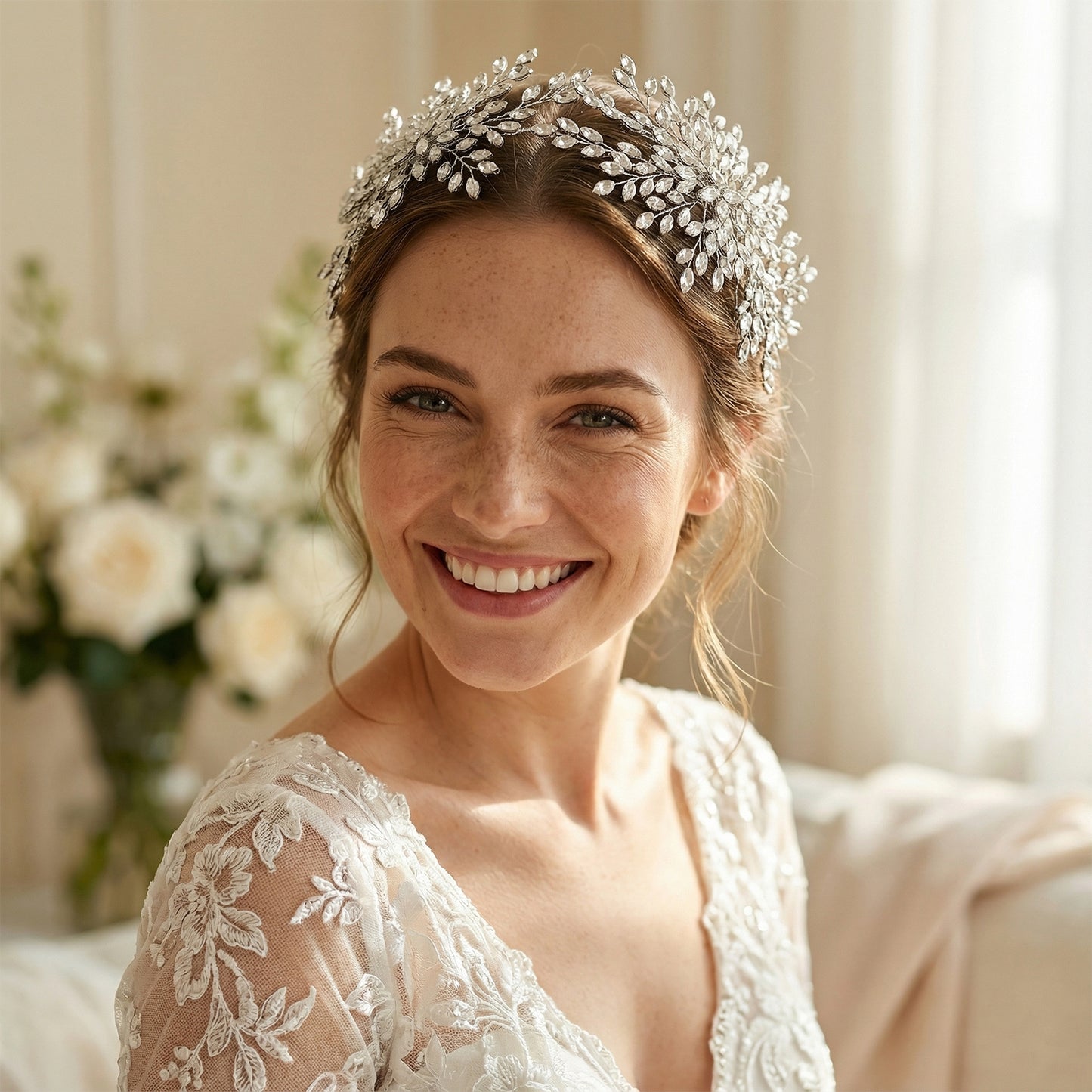 Bridella BHP392-S Silver Rhinestone Hair Comb