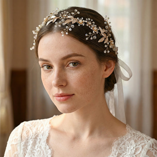 Bridella BHP294-headband Gold Rhinestone Headband