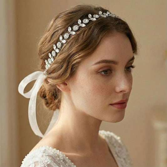 Silver Rhinestone Bridal Crown Tiara for Wedding - Bridella BHP309-S