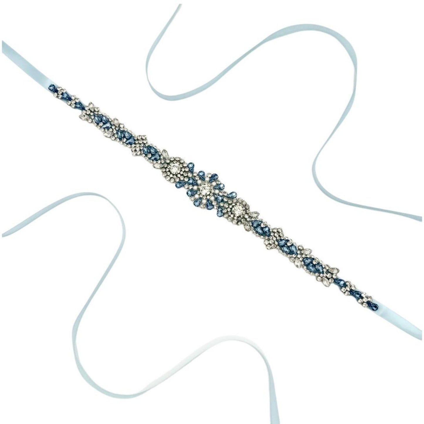 BS351QL light blue rhinestone pearl belt