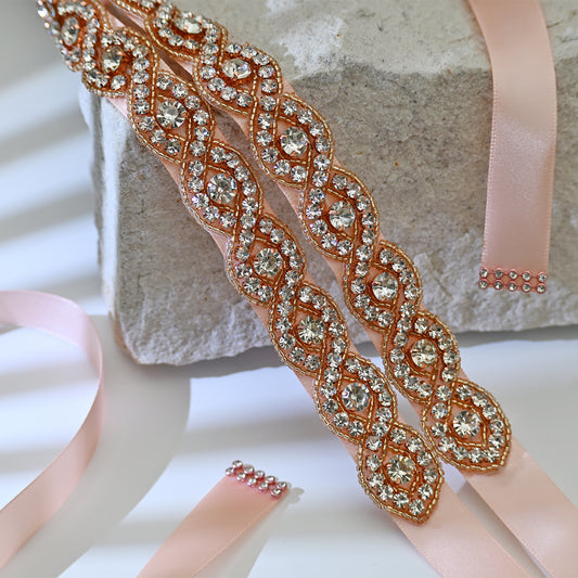 Bridella BS28RG Rose Gold Rhinestone Belt