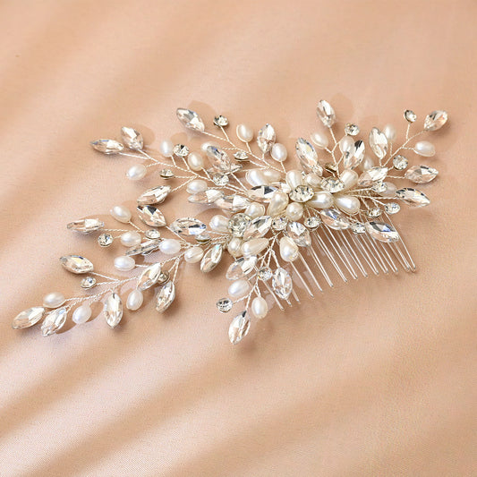 Bridella BHP527-S Silver Rhinestone & Pearl Tiara