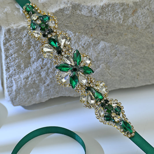 Bridella BS137GKL Green Rhinestone Belt