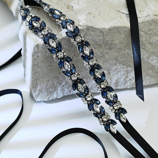 Bridella BS16ML Blue Rhinestone Belt