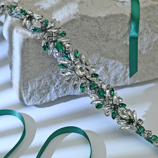 Bridella BS122KL Green Rhinestone Belt