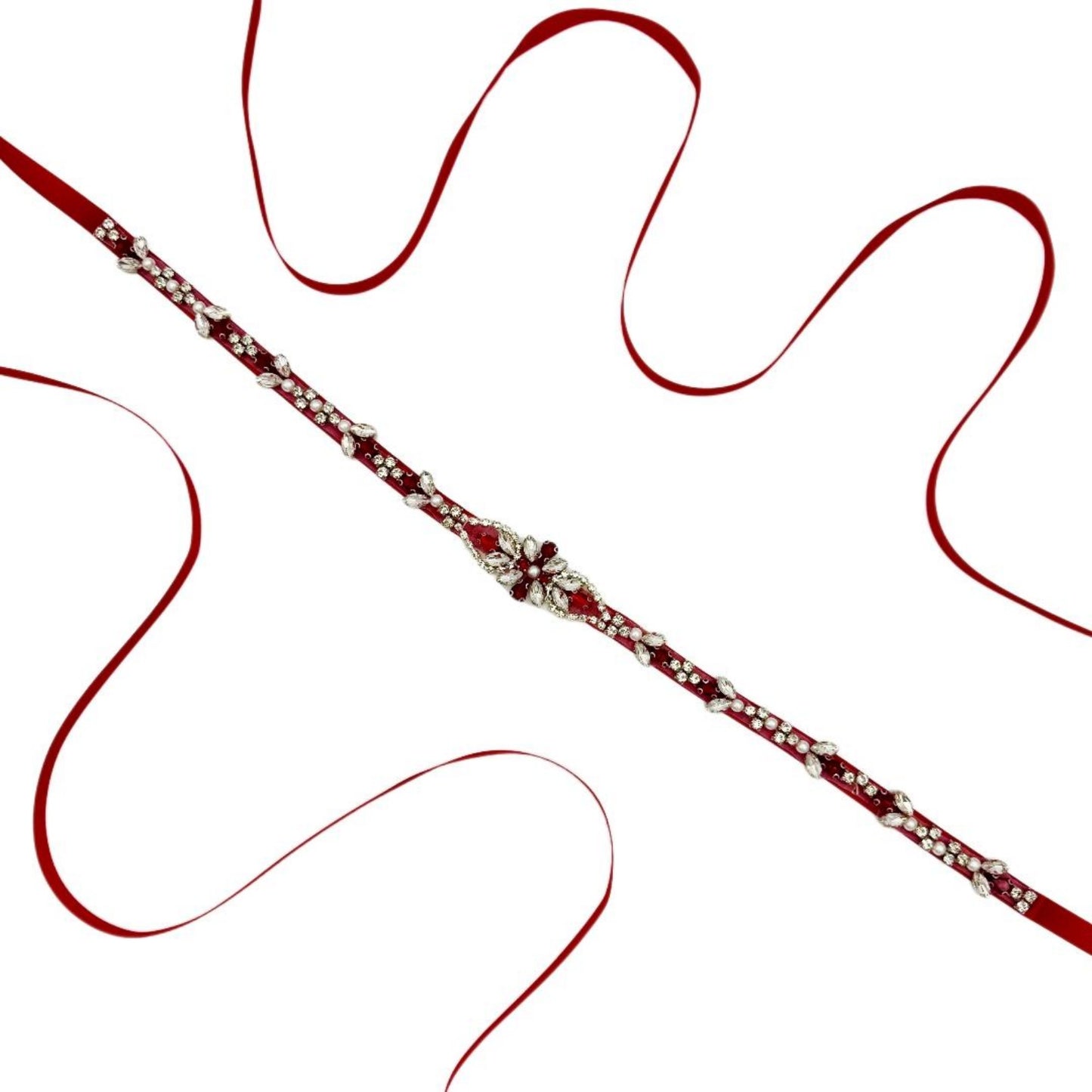 BS09R wine rhinestone pearl belt