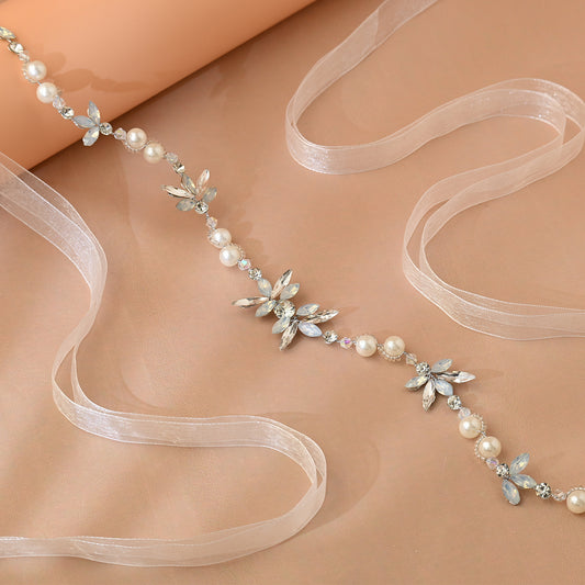 Bridella BHP132-S Silver Rhinestone & Pearl Tiara