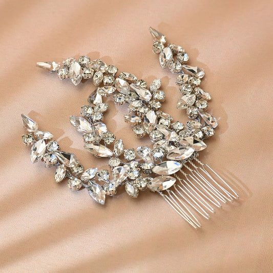 Bridella BHP489-S Silver Rhinestone Hair Comb