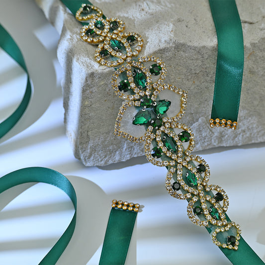 Bridella BS214KL Green Rhinestone Belt
