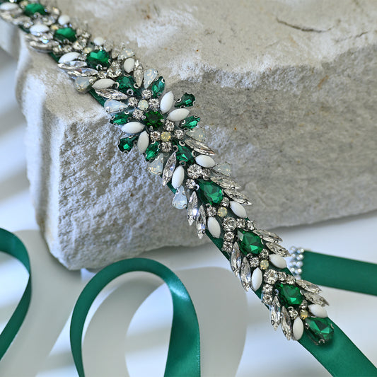 Bridella BS476KL Green Rhinestone Belt