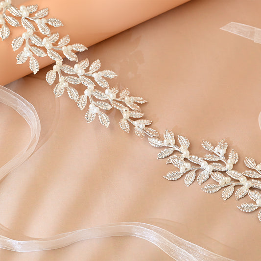 Bridella BHP353-S Silver Pearl & Alloy Headband