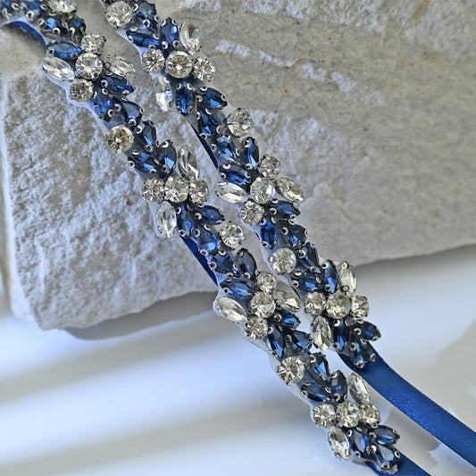 Bridella BS437ML Navy Rhinestone Belt