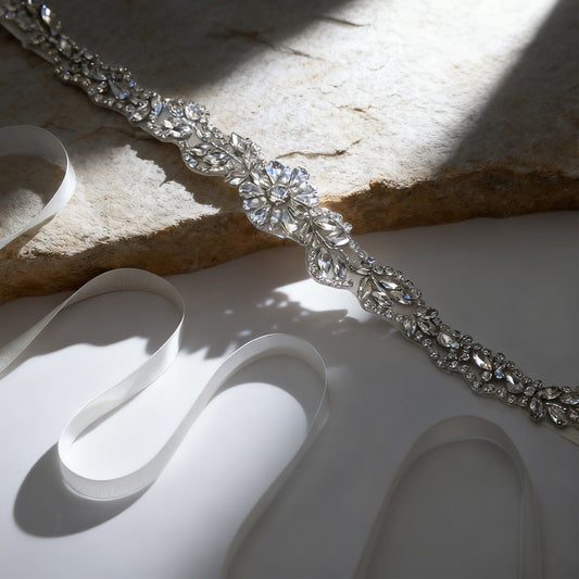 Bridella BS32 Off White Rhinestone Belt