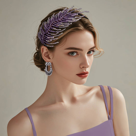 Purple Leaf Headband Bridal Party Hair Accessories - Bridella BYXA19