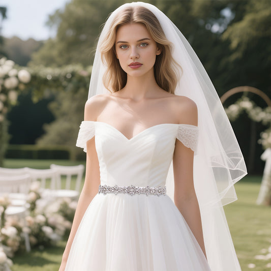 Silver Rhinestone Chain Belt Wedding Belt - Bridella BS38-S