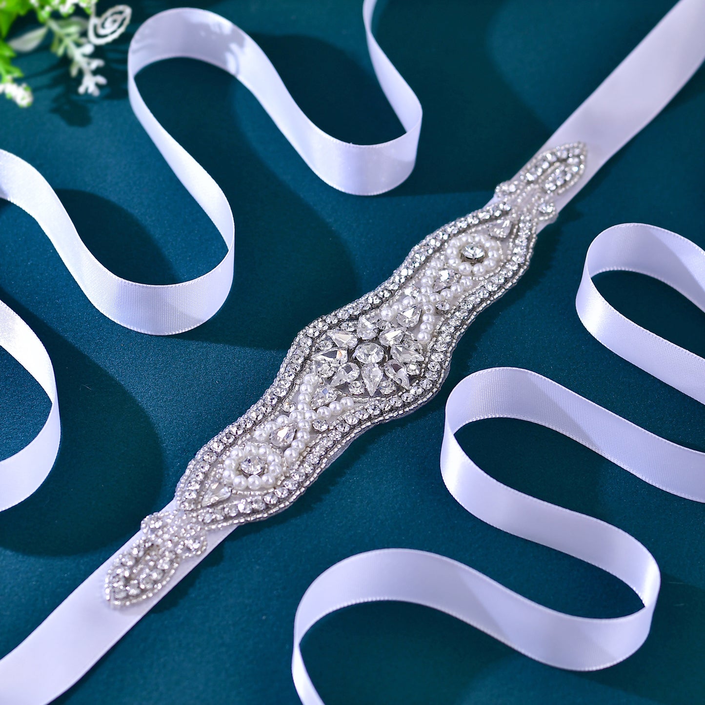 BRIDELLA BS18 Wedding Belt White Ribbon Satin