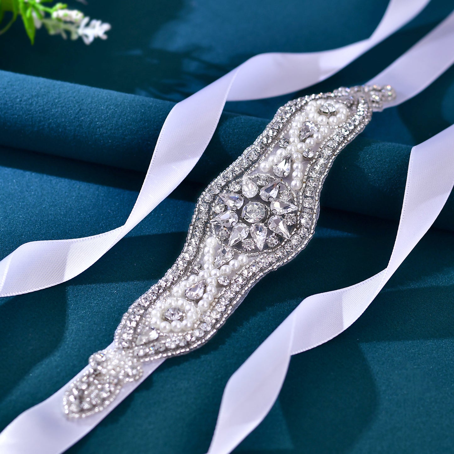 BRIDELLA BS18 Wedding Belt White Ribbon Satin