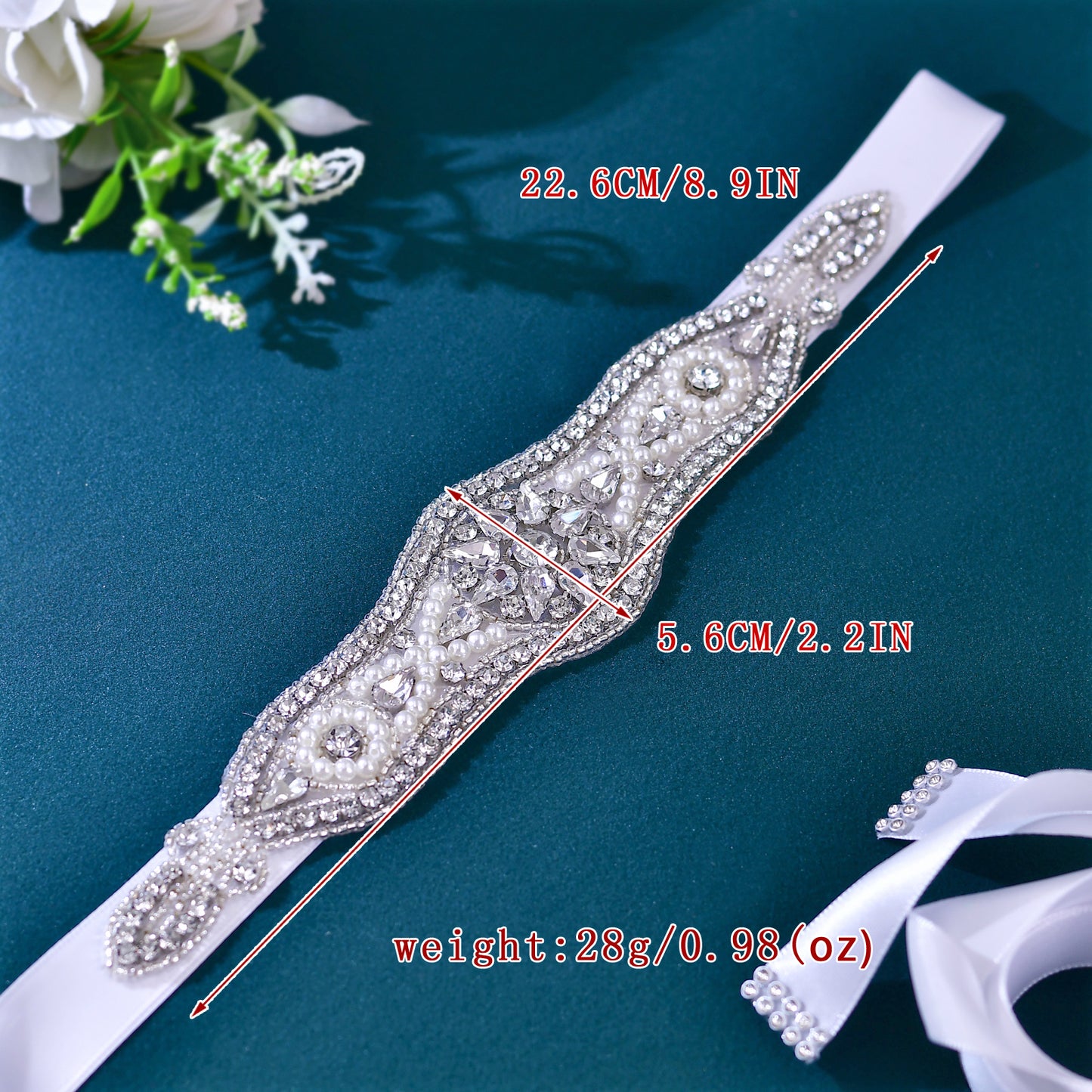 BRIDELLA BS18 Wedding Belt White Ribbon Satin