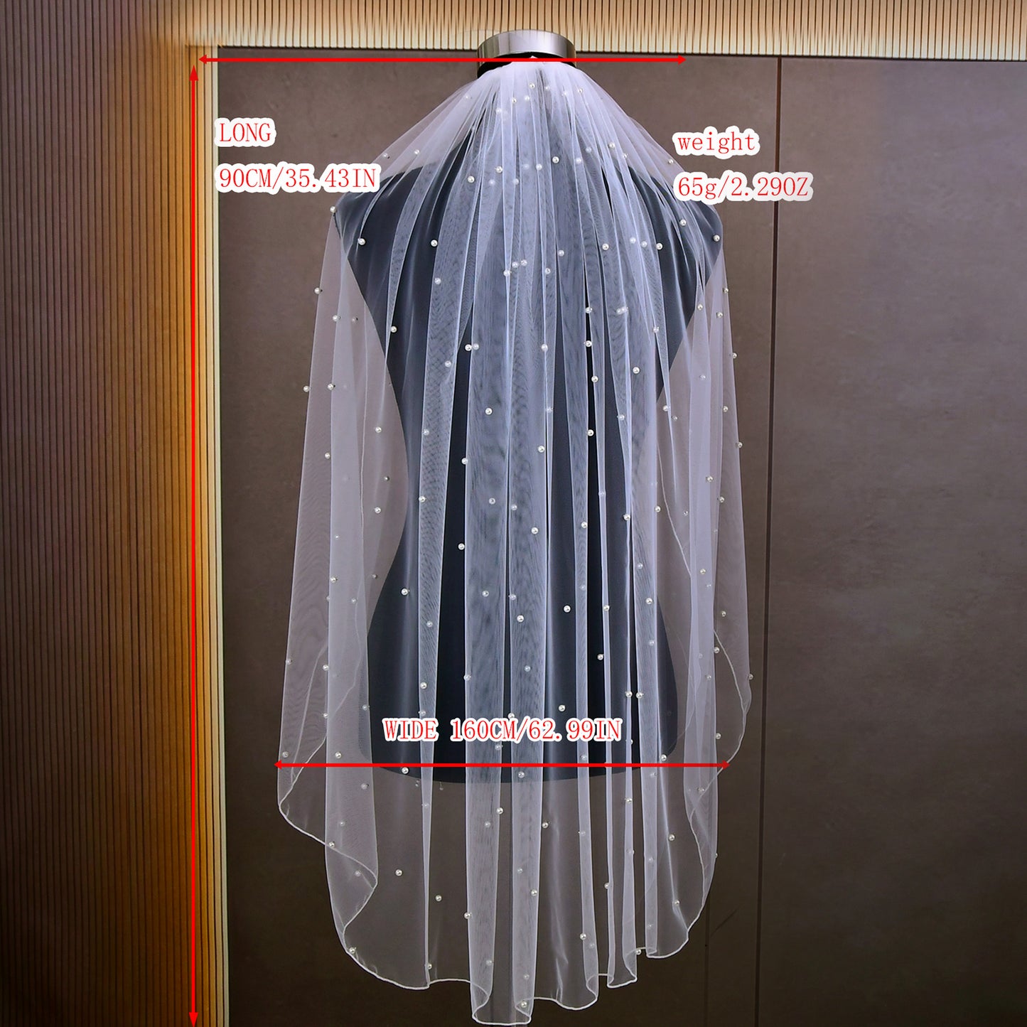 BRIDELLA BV06 Short Lock Edge Pearl Beaded Veil Single Layer With Hair Comb Bride Wedding Veil Accessories