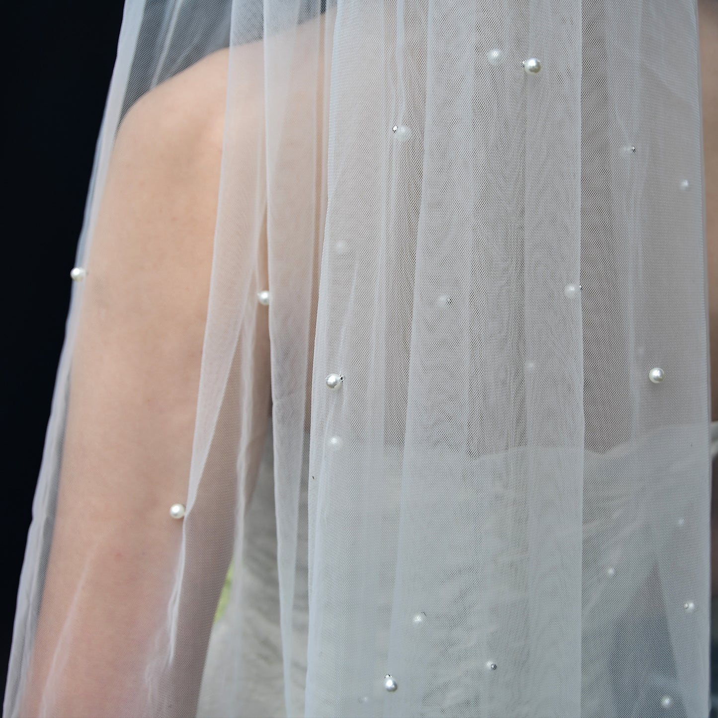 BRIDELLA BV06 Short Lock Edge Pearl Beaded Veil Single Layer With Hair Comb Bride Wedding Veil Accessories