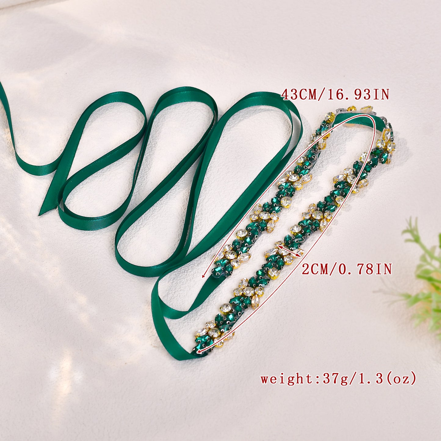 BRIDELLA BS437KL Emerald Diamond Wedding Belt Womens Dress Accessories Suitable for Parties and Dinners