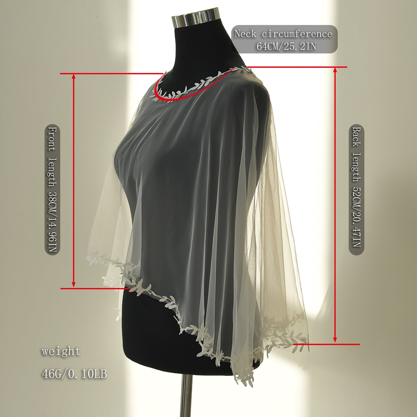 BRIDELLA BMG33 A Leaf Lace Bridal Shawl For Women Short Pullover Top A Wedding Dress Accessory