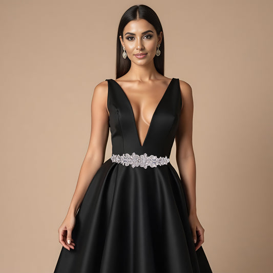 BS12 ivory rhinestone belt